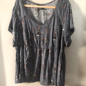 Torrid gray floral shirt